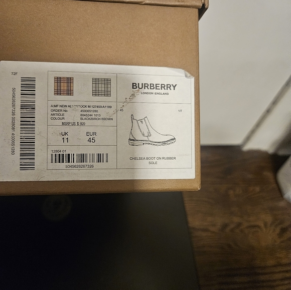 Burberry Men's Allostock Leather Chelsea Boots Black/Birch Eu 45 - Picture 8 of 8